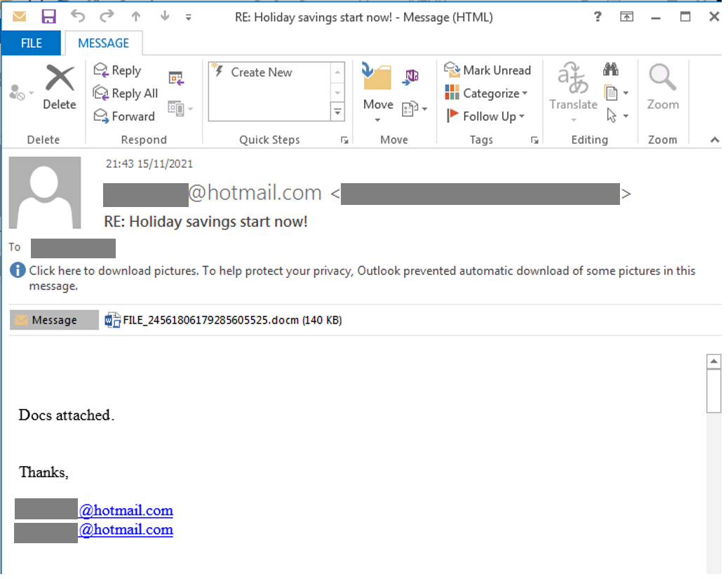 emotet phishing email